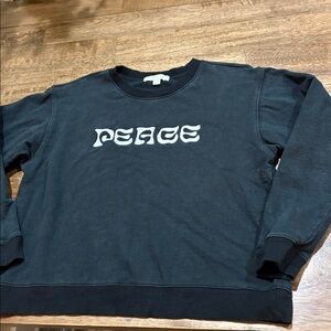Spiritual Gangster Women's Black Sweatshirt embroidered Peace Size Medium